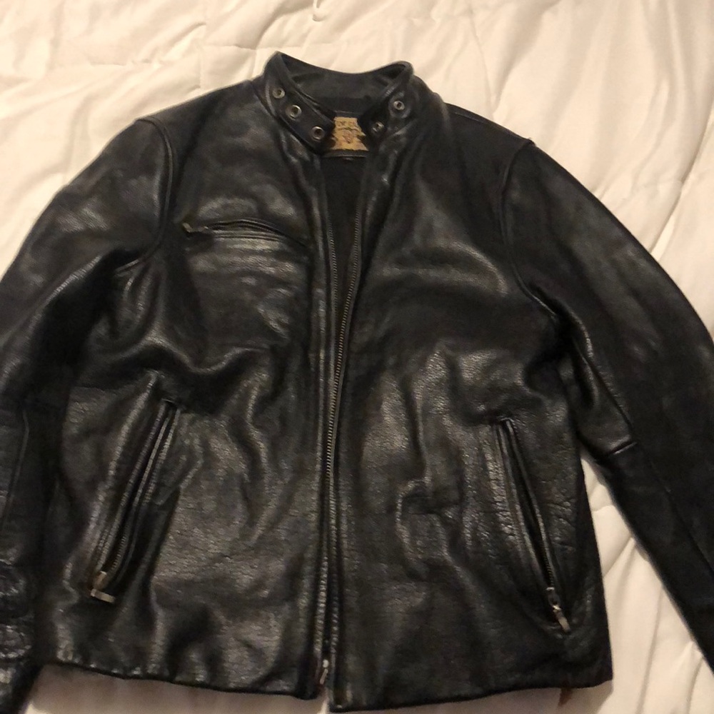 Genuine leather top gun jacket.